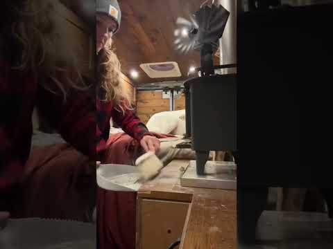 WOOD STOVE in a VAN #winter #offgrid #cozy