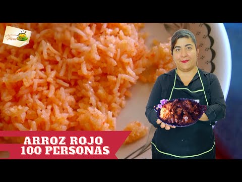 Arroz rojo 100 personas RECETA PASO A PASO