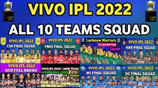 Indian Premiere League 2022| All 10 Teams Full and Final Squad For IPL 2022 | All Teams squad 2022