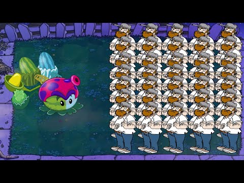 Crazy Dave vs Melon-pult vs Winter Melon vs Cabbage-pult vs Kernel-pult vs All Zombies Pvz