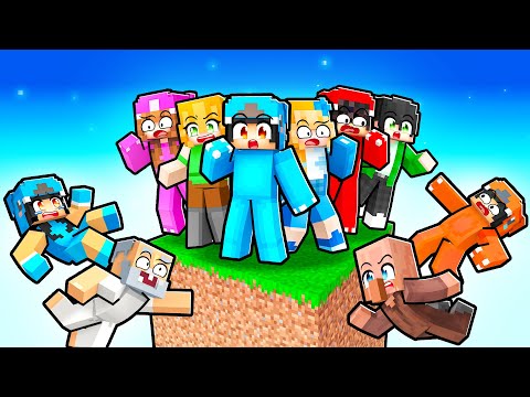 10 Friends On ONE BLOCK In Minecraft With Crazy Fan Girl!