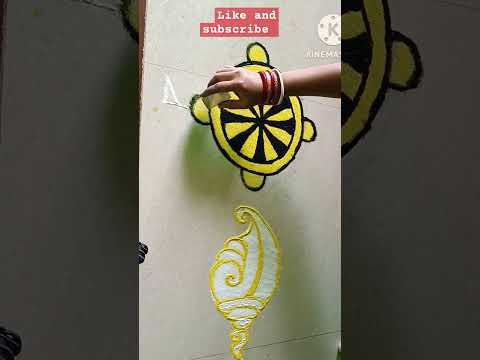 #rangoli #sankha #chakra #gada #padma #easy rangoli #panchuka muruja #kartika purnami muruja
