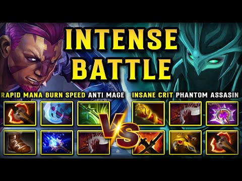 INTENSE HARD CARRY BATTLE | RAPID MANA BURN ANTI MAGE VS. INSANE CRIT DAMAGE PHANTOM ASSASSIN