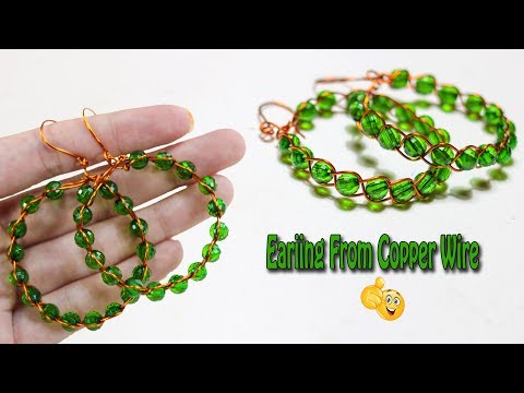 3 Strand Braid Earring from Copper Wire and Small Crystal - How to make handmade jewelry