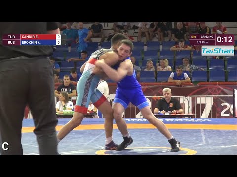 1/2 GR - 63 kg: A. EROKHIN (RUS) df. E. CANDIR (TUR) by VSU, 11-0