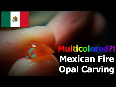 Surprisingly Crazy Colors In Mexican Fire Opal! Dremel Carving My First Ever Mexican Fire Opal.