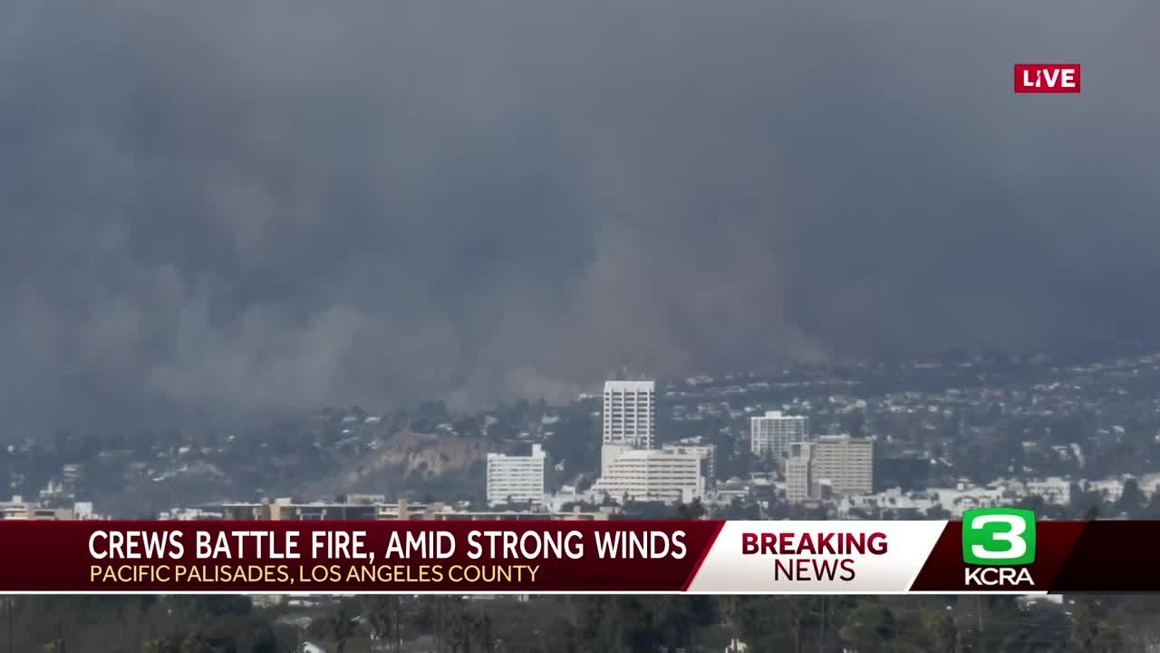 Crews battle fire and strong winds in Southern California