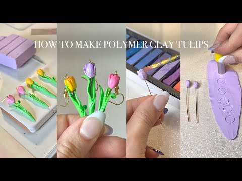 How to make tulip earrings out of clay // polymer clay jewelry tutorial