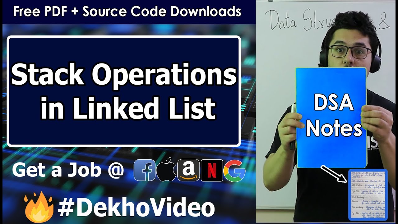Video thumbnail for Implementing all the Stack Operations using Linked List (With Code in C)