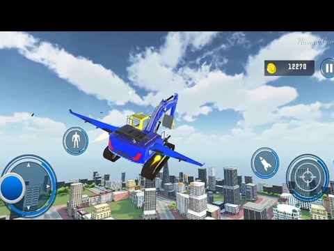 Snow Excavator Crane Transform Robot Shooting Game-Android Gameplay
