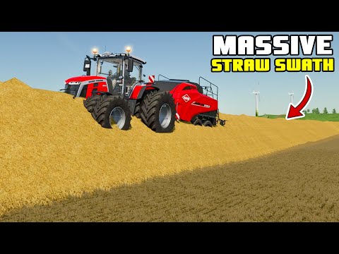 WE MADE A MASSIVE STRAW SWATH WITH HILARIOUS RESULTS - Farming Simulator 22