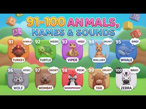 90-100 nomi e suoni di animali |Inglese |Animali per bambini |Guggitv #animali #suono #nome #bamb...