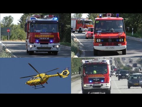 Einsatzfahrten zu schwerem Verkehrsunfall auf der A61 bei Worms