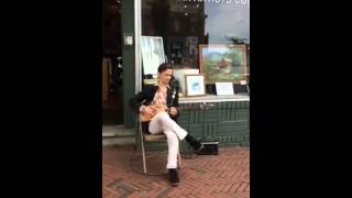 Kevin McWha Steele plays Maury Dickson's custom 3-string cigarbox slide guitar