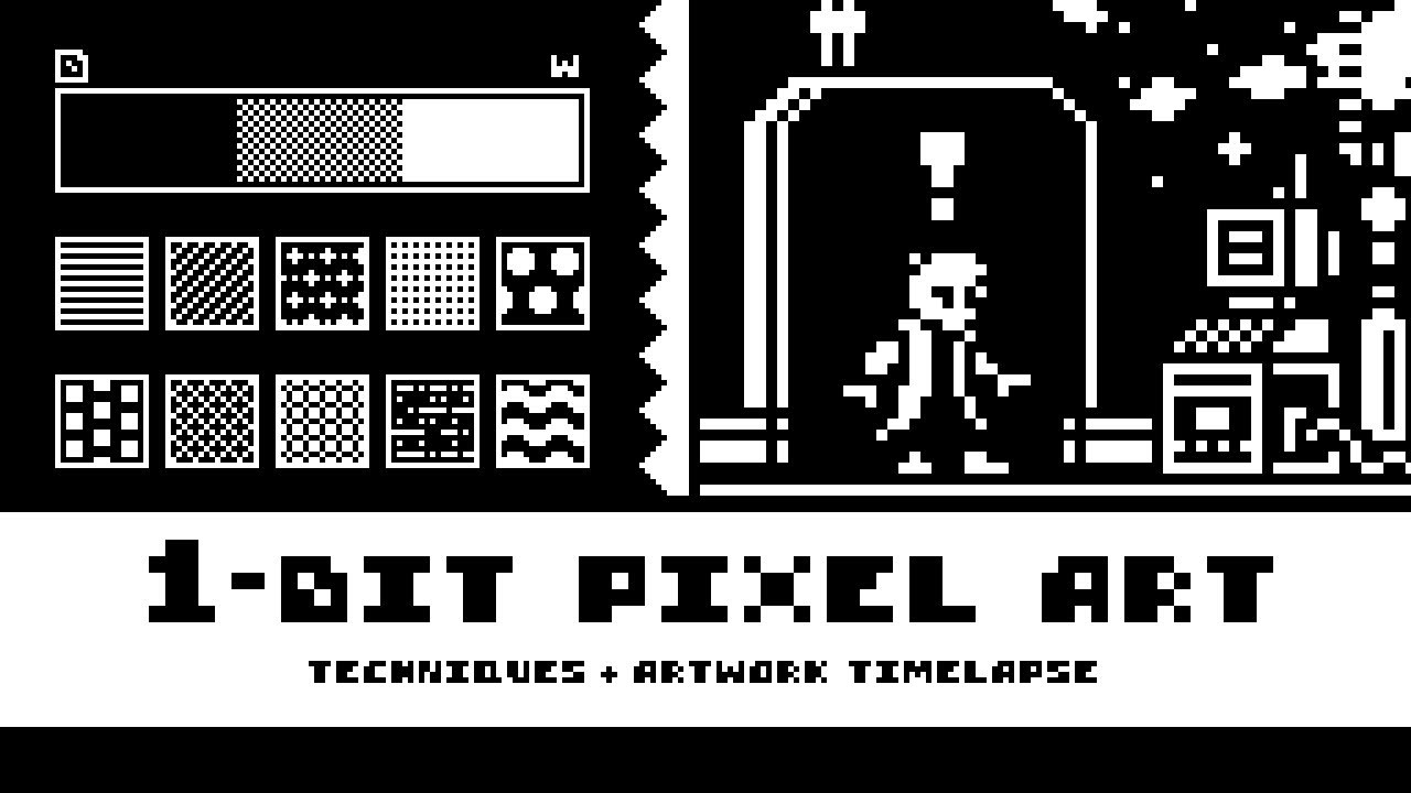 1-Bit Pixel Art Techniques (Tutorial + Timelapse)