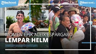 Momen Epik Aleix Espargaro Lempar Helm ke Tribun Penonton MotoGP Mandalika demi Penuhi Nazar