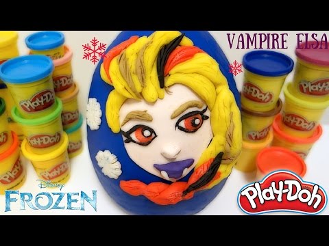 Giant Elsa Surprise Egg Play Doh Opening Disney, Funko, Shopkins, Lego | Elsa is a Vampire!
