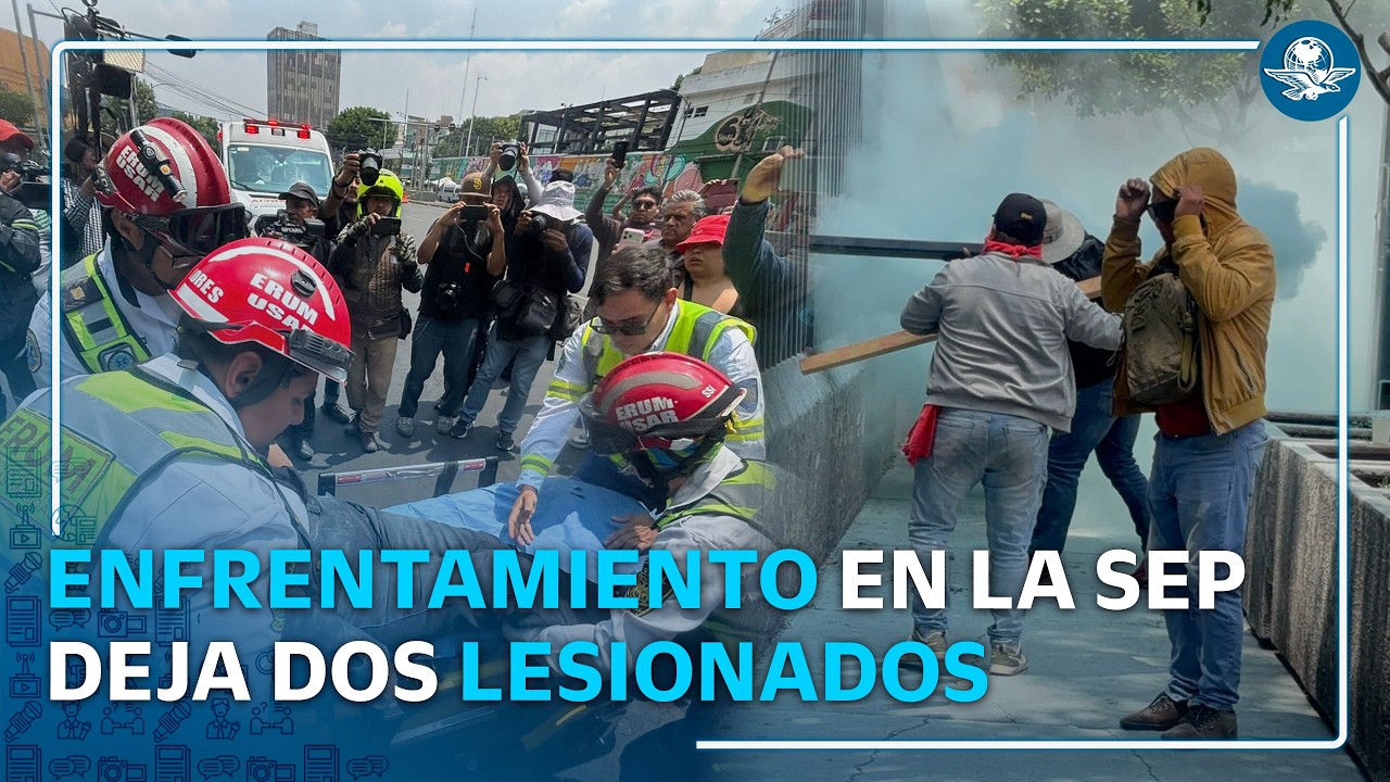 CNTE irrumpe en la SEP, provoca daños y deja policías lesionados en CDMX