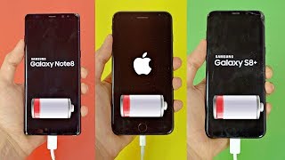 Samsung Galaxy Note 8 vs iPhone 7 Plus vs S8 Plus - Battery Drain Test! (4K)