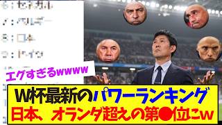 【衝撃】W杯パワーランキング、日本さん限界突破してしまうww【サッカー日本代表】