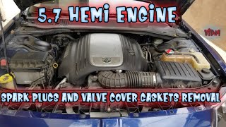 How to remove replace spark plugs and valve cover gaskets on Chrysler 300 dodge magnum hemi 5.7