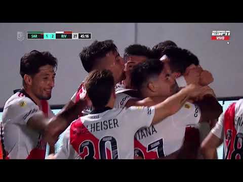 Gol de River Enzo Perez 2 a 1 sobre Sarmiento 30-08-21