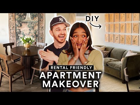 *SMALL* Apartment Makeover w/ Surprise REVEAL! 🔨 Rental Friendly