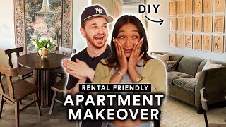 *SMALL* Apartment Makeover w/ Surprise REVEAL! 🔨 Rental Friendly