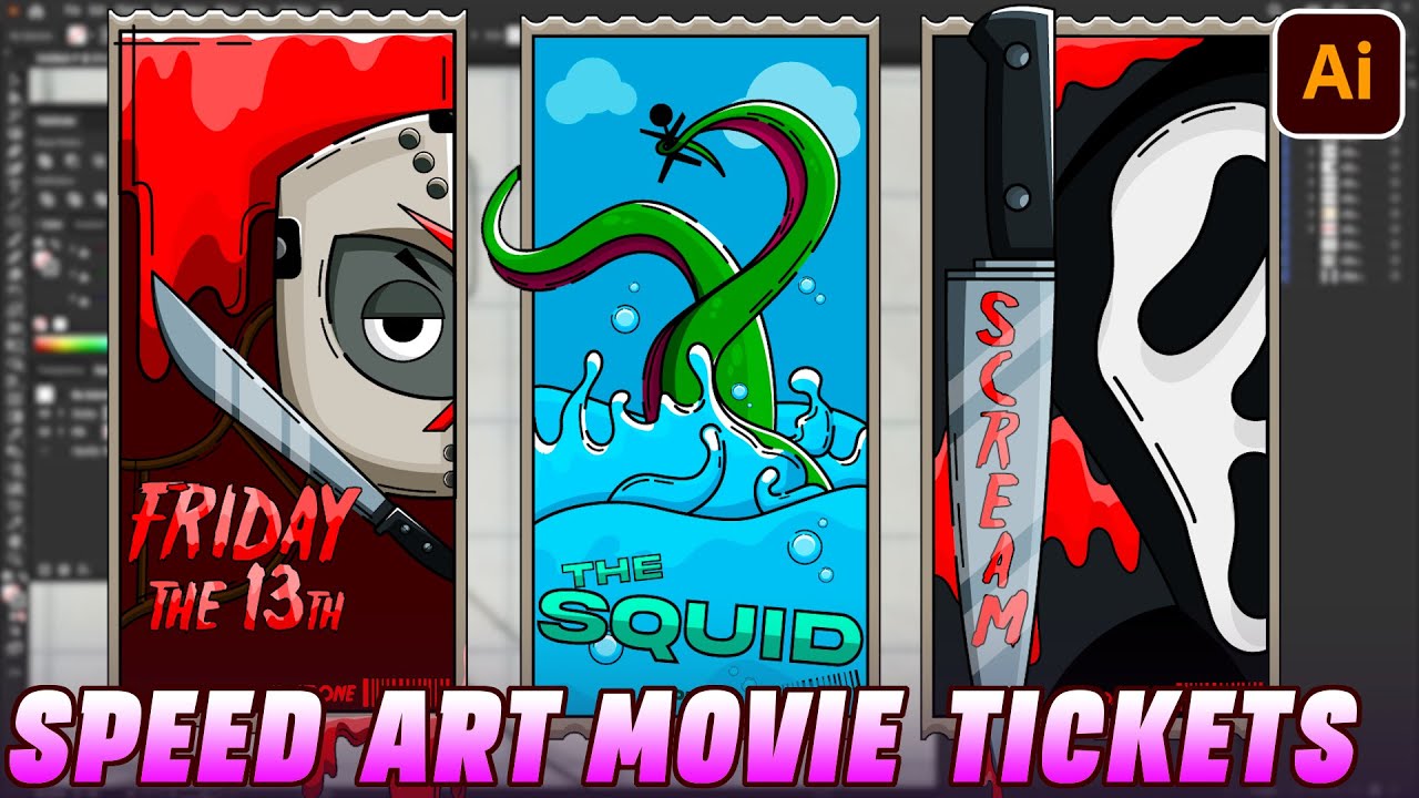 Timelapse Vector Illustration.-Horror Tickets