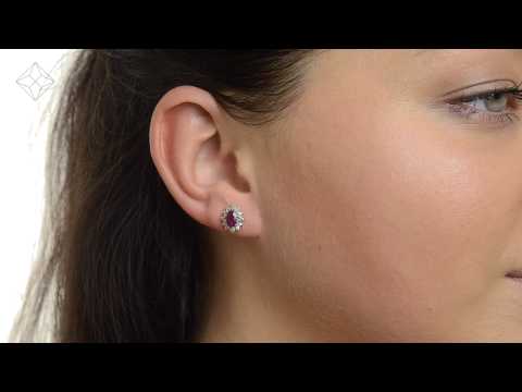 FEG25-TY - Ruby And Diamond 18K White Gold Earrings