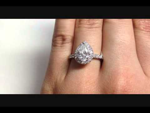 2.34 ctw Pear Shape F SI3 Diamond Engagement Ring - BigDiamondsUSA