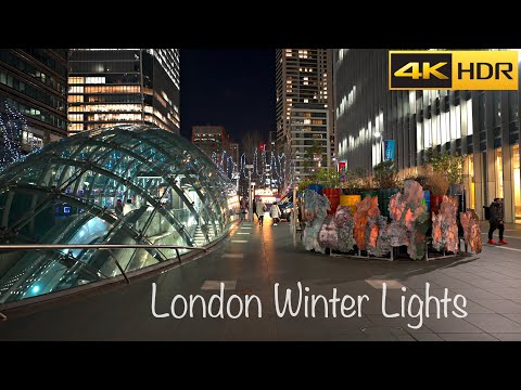 London Winter Lights Walk - Compilation | London Winter Walk [4K HDR]