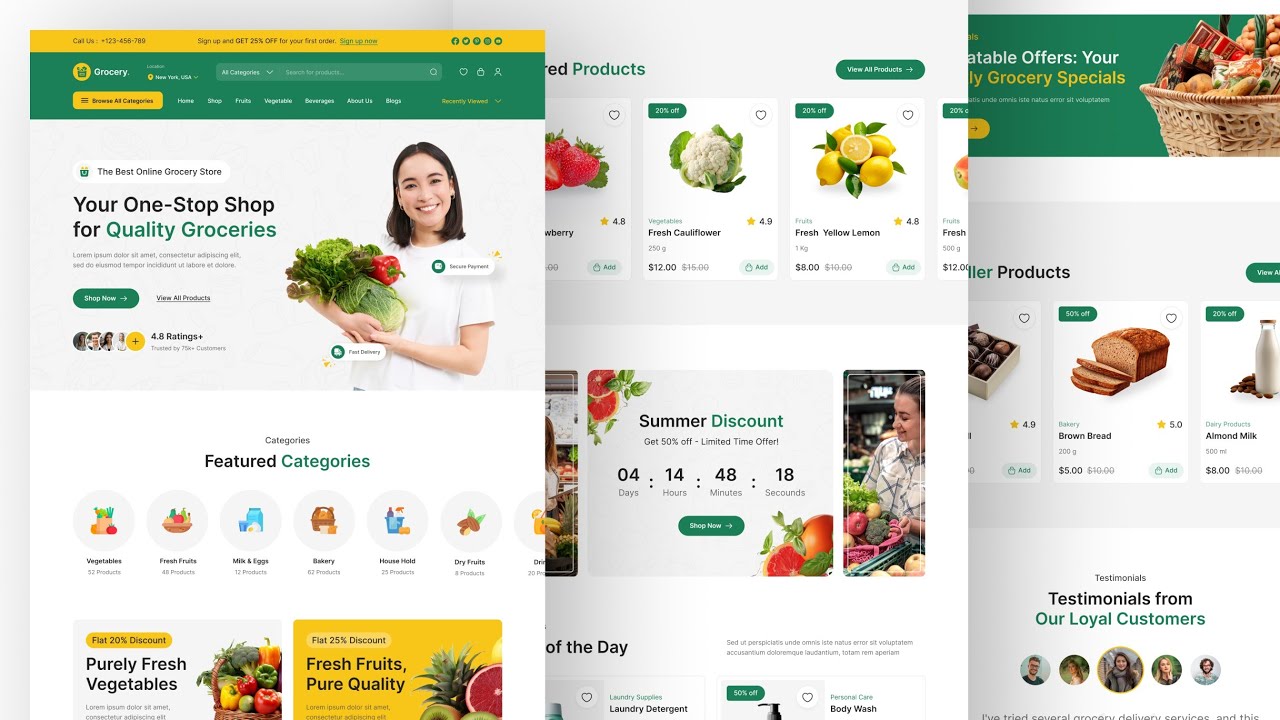 Grocery Store Website UIUX Design | Figma | Web Design | Ecommerce Website Design | UIUX Design