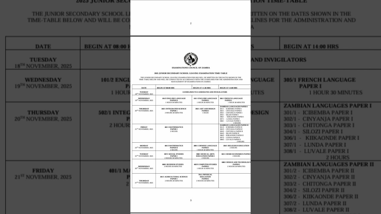 2025 G9 internal timetable