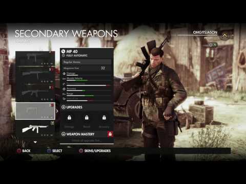 Sniper Elite 4 - Loadout: M1 903 Springfield, Thompson MG, Welrod Pistol, Med Kit & Stick Grenade
