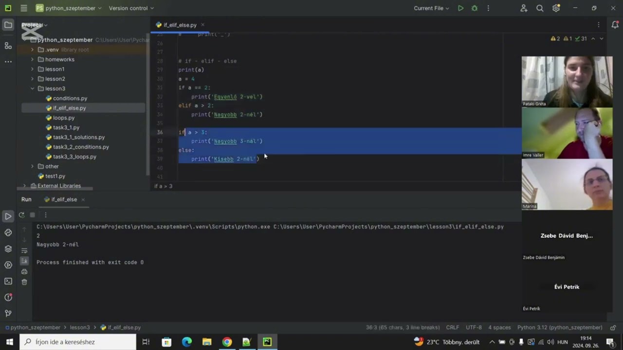 Elágazások Pythonban