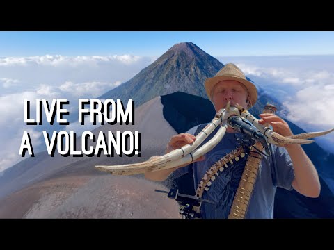 Drone Flies Into Volcano Crater | Live Looping Music with Esraj & Flute | Volcan de Fuego