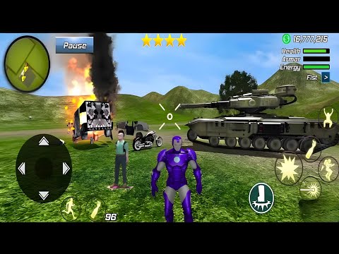 Super Iron-Man Rope Hero Vegas Crime Simulator Rescue Truck Taking Down The Fire - Android Gameplay