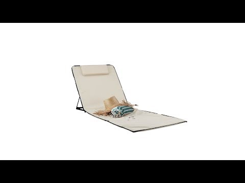 Strandmatte XXL mit Kopfkissen Beige - Schwarz