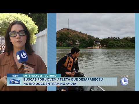 Em Fernandes Tourinho, buscas por jovem atleta no Rio Doce entram no 4º dia.