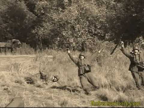 German soldiers charge US tank