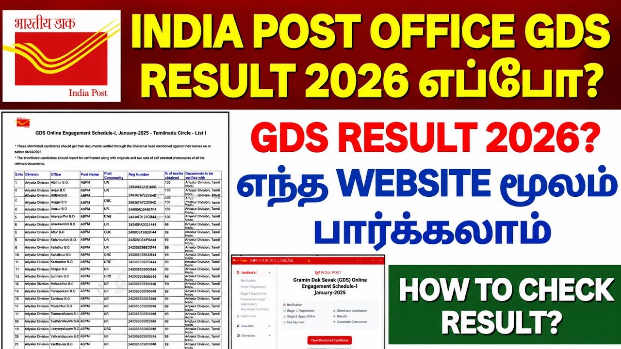 india post office gds result எப்போ 2026 | tamilnadu post office gds result 2026 | gds result 2026