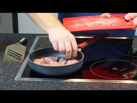 Cut pork medallions from the tenderloin and fry them.