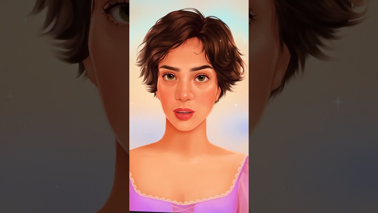 Realistic Rapunzel with short hair 🌸 #digitalart #rapunzel #disneyart