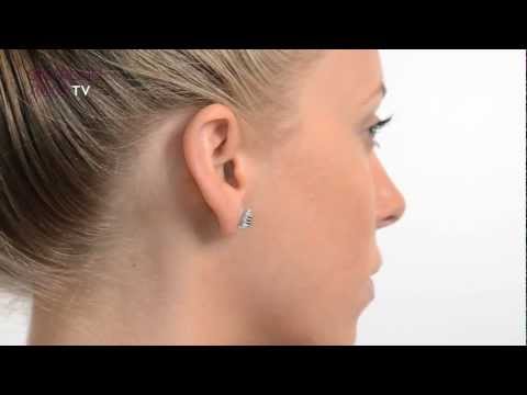 FEG26 UY - Sapphire 5mm x 3mm And Diamond 18K White Gold Earrings