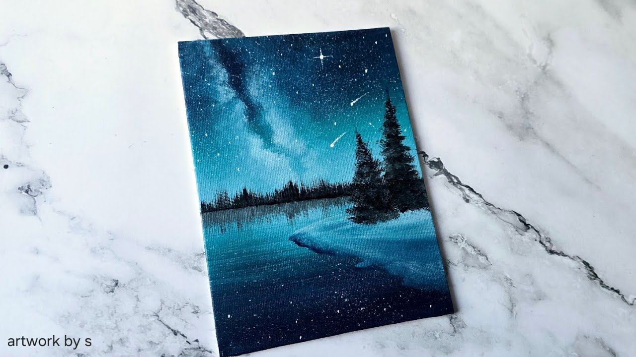 Easy Way to Paint a Galaxy Night Sky / Acrylic Painting Ideas for Beginners Step by Step Tutorial