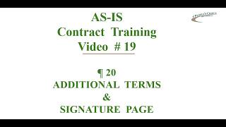Contract Training #19 - Additional Terms & Signature Page