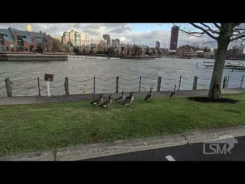 11-17-2022 Buffalo, NY-Drone Lake Eeie waterfront, Buffalo Skyline