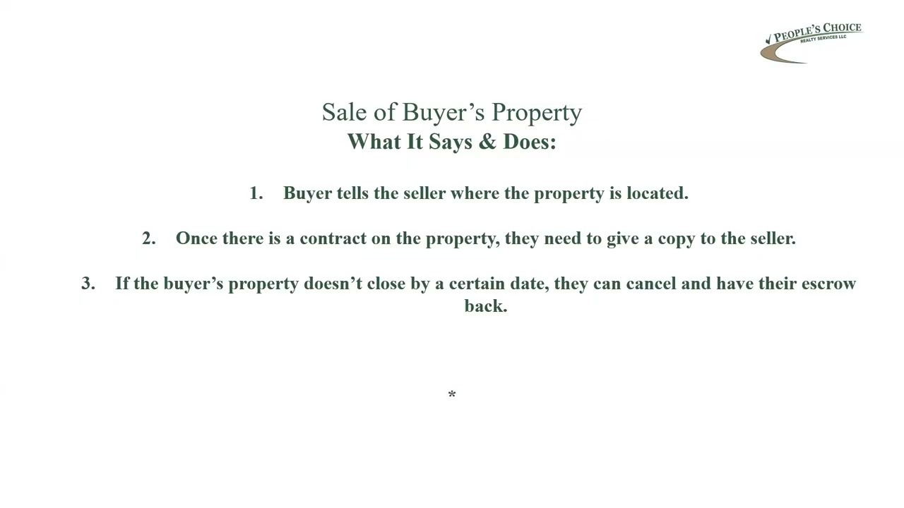 Rider V - Sale of Buyer's Property