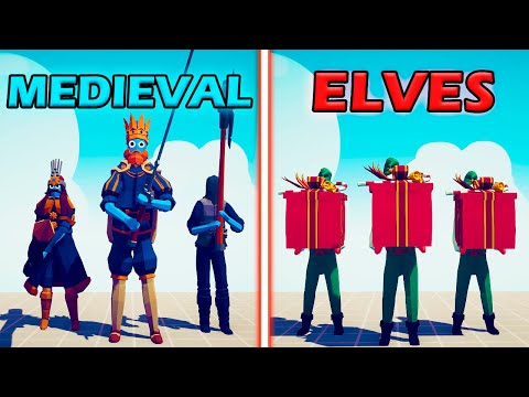 MEDIEVAL TEAM vs PRESENT ELF TEAM - Totally Accurate Battle Simulator | TABS